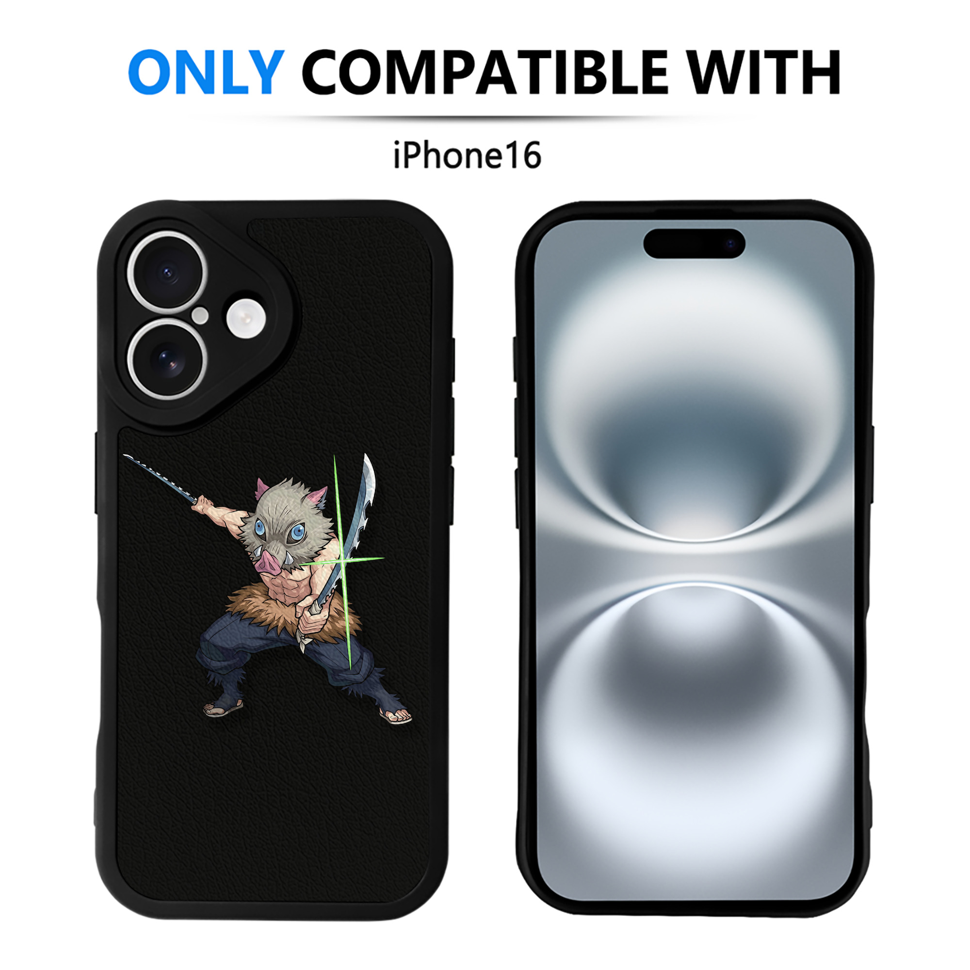 （画像用） 鬼滅の刃（きめつのやいば）嘴平 伊之助／はしびら いのすけ Hashibira Inosuke 【iPhone 16シリーズ対応】シリコンスマホケース（レザー調） 材質：シリコン